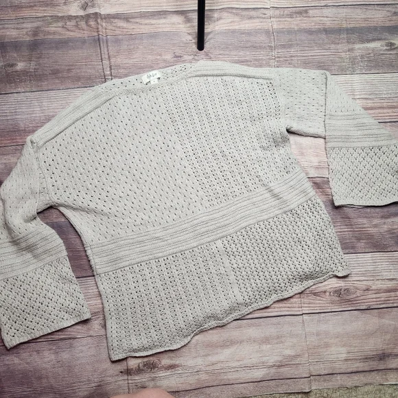 5/$15 Style & Co. Cream Crochet Boat Neck Long Sleeve Knit Sweater - Picture 2 of 7